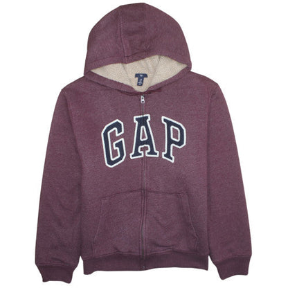 GAP Men's Burgundy Full Zip Hoodie XL Sherpa Lined Casual Sweatshirt