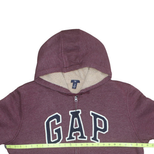 GAP Men's Burgundy Full Zip Hoodie XL Sherpa Lined Casual Sweatshirt