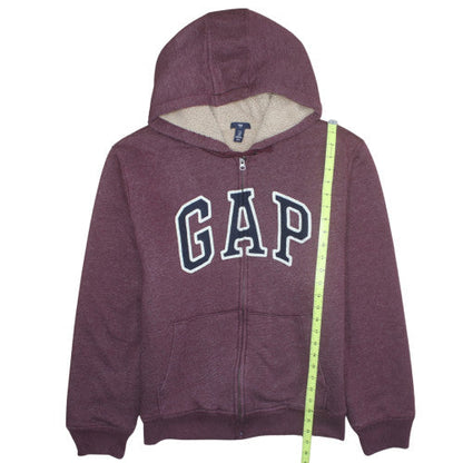 GAP Men's Burgundy Full Zip Hoodie XL Sherpa Lined Casual Sweatshirt