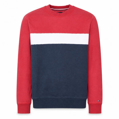 Tommy Hilfiger Men's Red Colour Block Crew Neck Sweatshirt Size M