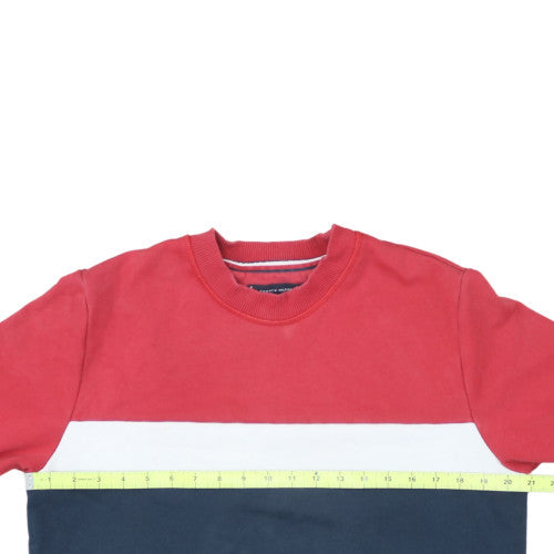 Tommy Hilfiger Men's Red Colour Block Crew Neck Sweatshirt Size M