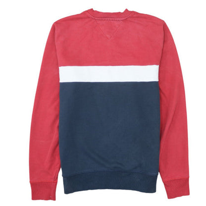 Tommy Hilfiger Men's Red Colour Block Crew Neck Sweatshirt Size M