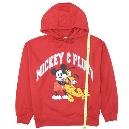 Disney Primark Women Red Mickey & Pluto Pullover Hoodie L