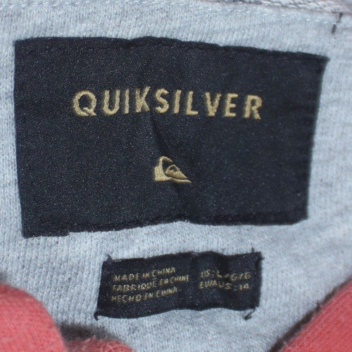 Quiksilver Womens Grey & Red Pullover Hoodie Size 12 Cotton Blend