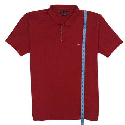 Tommy Hilfiger Men's Red 2XL Regular Fit Cotton Polo Shirt