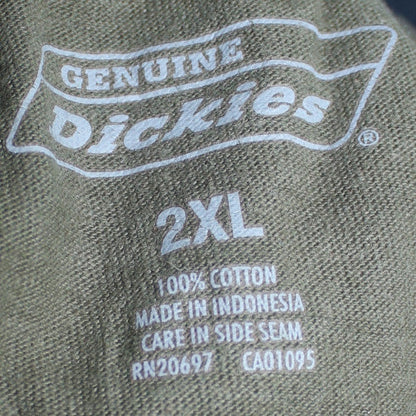 Dickies Men's 2XL Olive Green Crew Neck Cotton T-Shirt with Chest Pocket