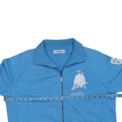 Lamborghini Men's Blue Cotton Track Jacket Size M Full Zip Logo