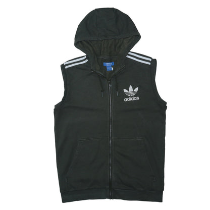 Adidas Men's Black Sleeveless Hoodie Vest L Full Zip Gym Training