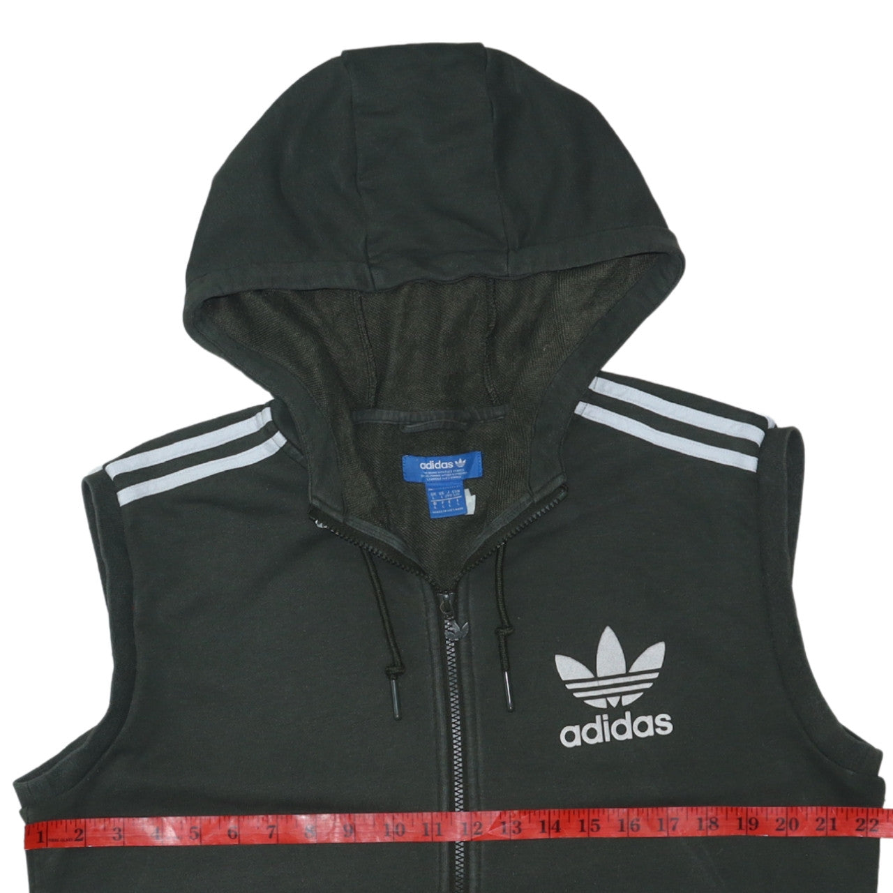 Adidas Men's Black Sleeveless Hoodie Vest L Full Zip Gym Training
