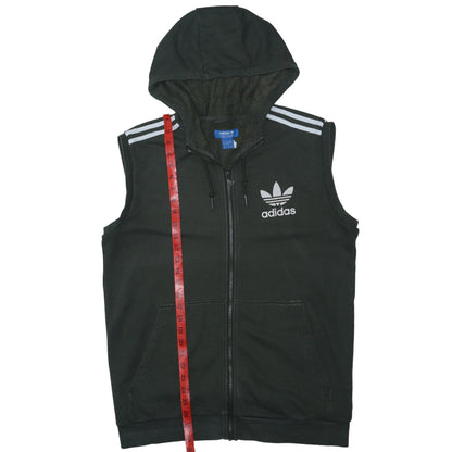 Adidas Men's Black Sleeveless Hoodie Vest L Full Zip Gym Training