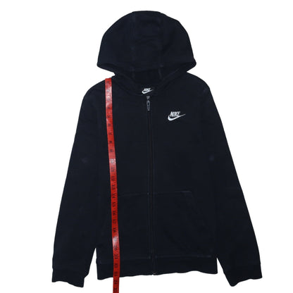 Nike Boys Black Full Zip Hoodie Size 158cm Fleece Zip Up Sweatshirt