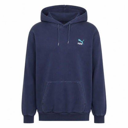 Puma Mens Blue Pullover Hoodie M Regular Fit Fleece Sweatshirt