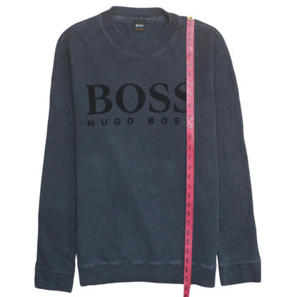 Hugo Boss Men's Blue Logo Crew Neck Cotton Sweatshirt M