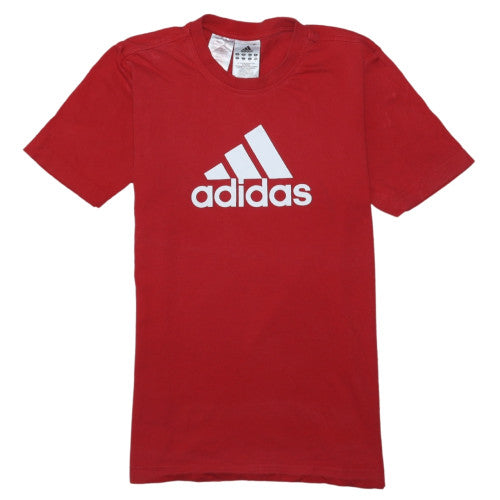 Adidas Boys Red 13-14 Years Sport Logo Short Sleeve Cotton T-Shirt