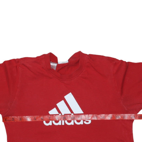Adidas Boys Red 13-14 Years Sport Logo Short Sleeve Cotton T-Shirt