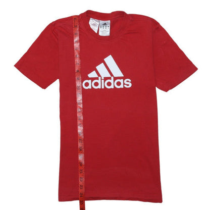 Adidas Boys Red 13-14 Years Sport Logo Short Sleeve Cotton T-Shirt