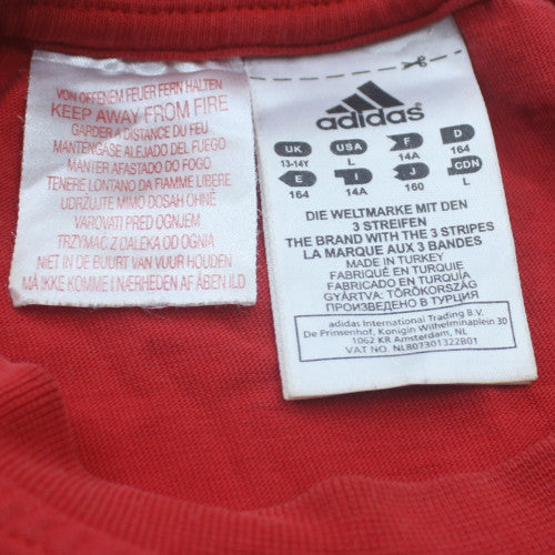 Adidas Boys Red 13-14 Years Sport Logo Short Sleeve Cotton T-Shirt