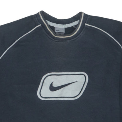 Nike Mens Blue Fleece Pullover Sweatshirt L Crew Neck Logo Vintage