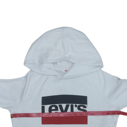 Levi's Womens White Pullover Hoodie XS Cotton Logo Sweatshirt