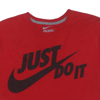 Nike Men's Red Just Do It Crew Neck Cotton T-Shirt XL Regular Fit