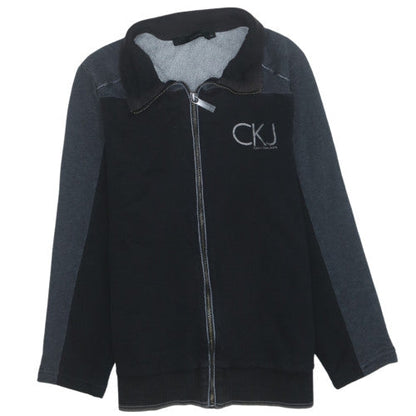 Calvin Klein Jeans Women Black Full Zip Sweatshirt M Cotton CKJ Logo
