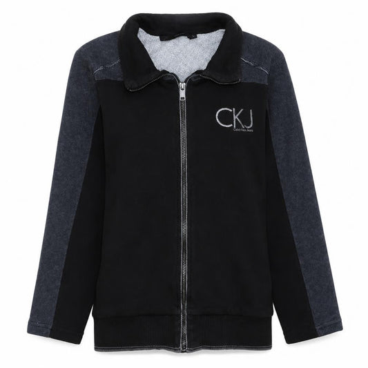 Calvin Klein Jeans Women Black Full Zip Sweatshirt M Cotton CKJ Logo