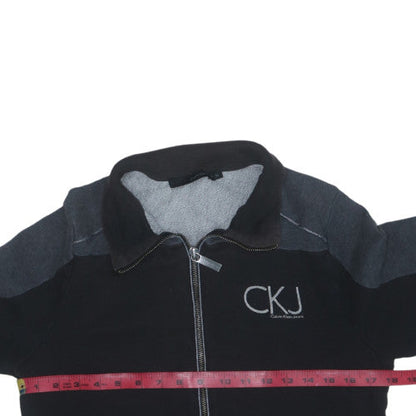 Calvin Klein Jeans Women Black Full Zip Sweatshirt M Cotton CKJ Logo