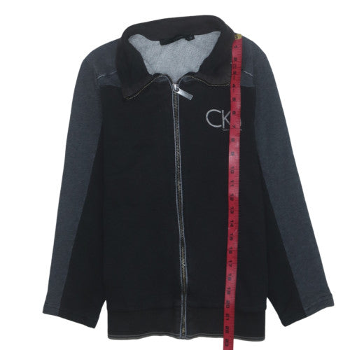 Calvin Klein Jeans Women Black Full Zip Sweatshirt M Cotton CKJ Logo
