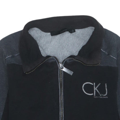 Calvin Klein Jeans Women Black Full Zip Sweatshirt M Cotton CKJ Logo