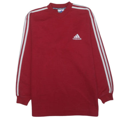 Adidas Men's Red Pullover Sweatshirt M Embroidered Logo V-Neck