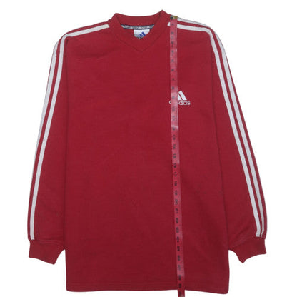 Adidas Men's Red Pullover Sweatshirt M Embroidered Logo V-Neck