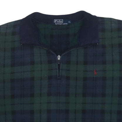 Ralph Lauren Men's Green Check 1/2 Zip Fleece Sweatshirt XL