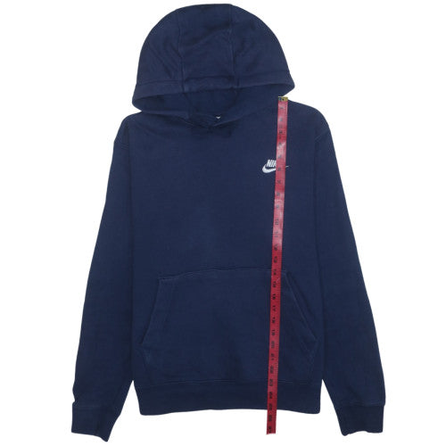 Nike Womens Navy Blue Pullover Hoodie M Cotton Blend Logo Casual
