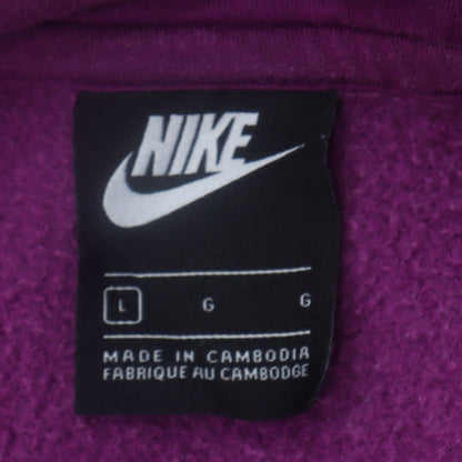 Nike Womens Purple Pullover Hoodie L Cotton Blend Casual Sweatshirt