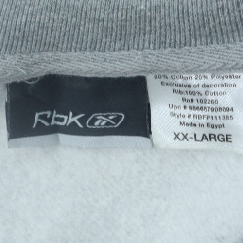 Reebok Mens Grey XX-Large 1/4 Zip Pullover Sweatshirt