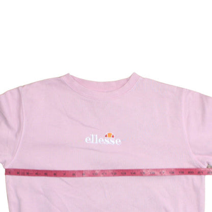 Ellesse Womens Pink Cotton Crew Neck Pullover Sweatshirt UK 12