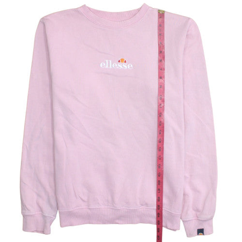 Ellesse Womens Pink Cotton Crew Neck Pullover Sweatshirt UK 12