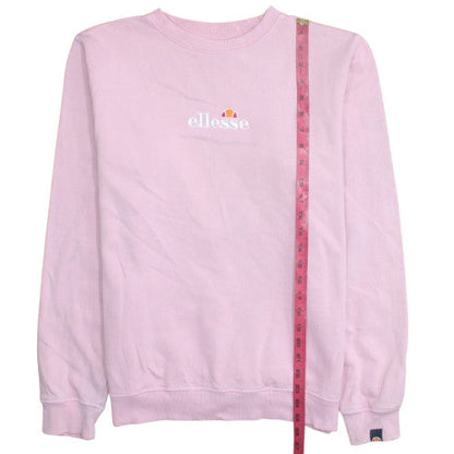 Ellesse Womens Pink Cotton Crew Neck Pullover Sweatshirt UK 12