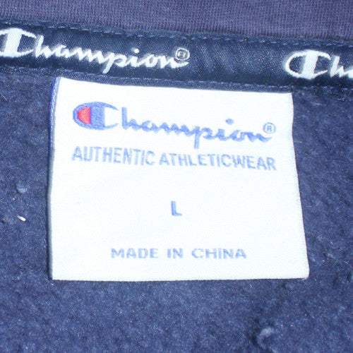 Champion Men's Navy Blue Pullover Hoodie L Logo Athleticwear