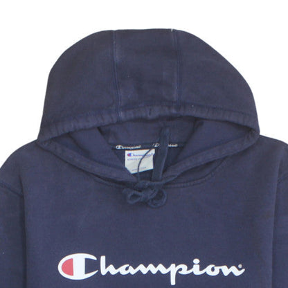 Champion Men's Navy Blue Pullover Hoodie L Logo Athleticwear