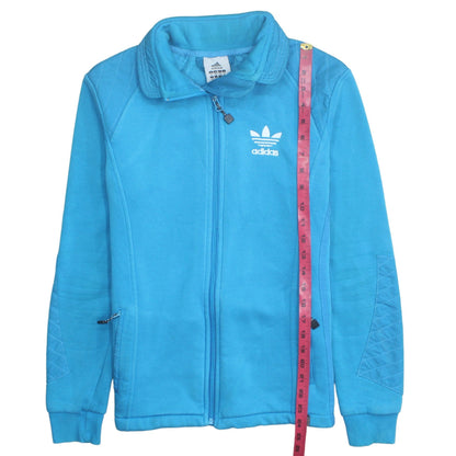 Adidas Womens Blue Cotton Full Zip Track Jacket Size M
