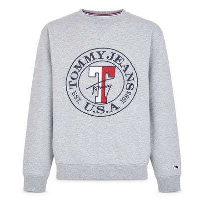 Tommy Jeans Men's Grey XS Crew Neck Logo Sweatshirt