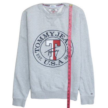 Tommy Jeans Men's Grey XS Crew Neck Logo Sweatshirt
