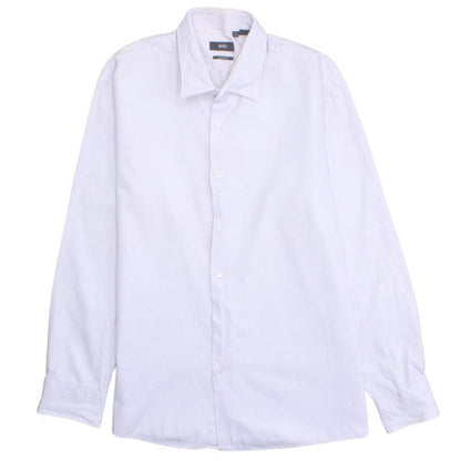 Hugo Boss Men's White Regular Fit Long Sleeve Button-Up Shirt Size 17