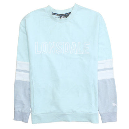 Lonsdale Women Blue Crew Neck Cotton Blend Logo Sweatshirt Size 10