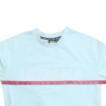 Lonsdale Women Blue Crew Neck Cotton Blend Logo Sweatshirt Size 10