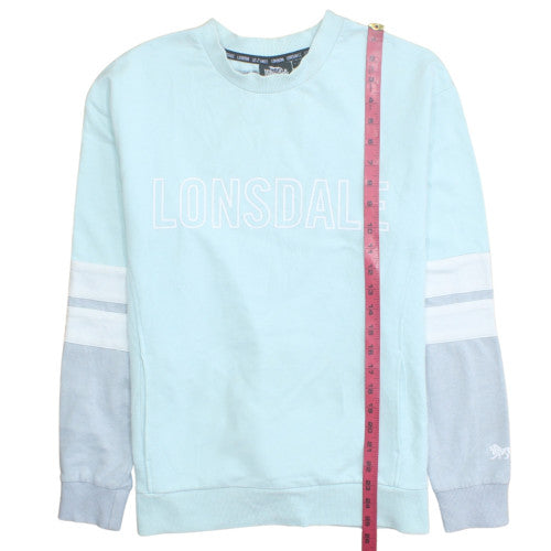 Lonsdale Women Blue Crew Neck Cotton Blend Logo Sweatshirt Size 10