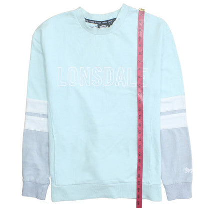 Lonsdale Women Blue Crew Neck Cotton Blend Logo Sweatshirt Size 10