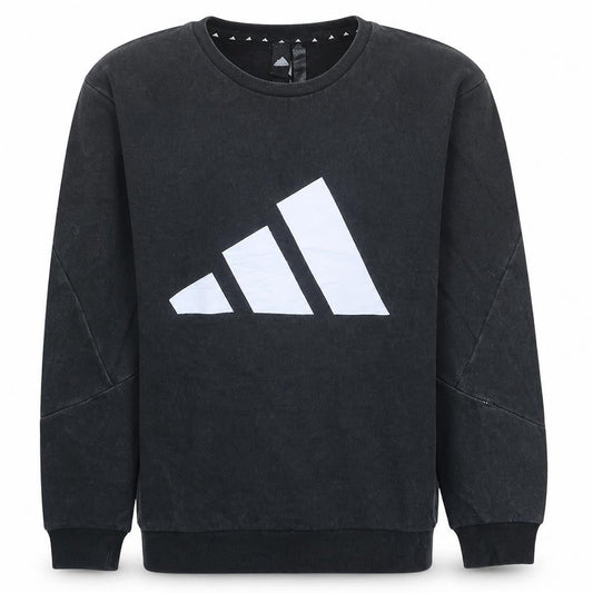 Front view of Adidas Men's Black Crew Neck Pullover Sweatshirt L Sports Fleece