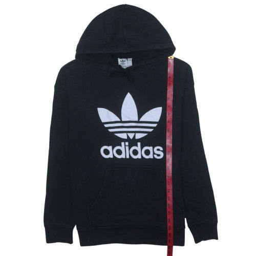 Adidas Womens Black 14 Pullover Hoodie with Logo Print